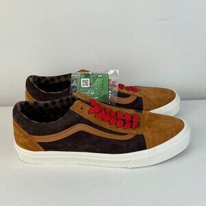 Men's 10.5, Women's 12 -VANS Old Skool Low Pig Suede Plaid Ginger Sneaker 507452